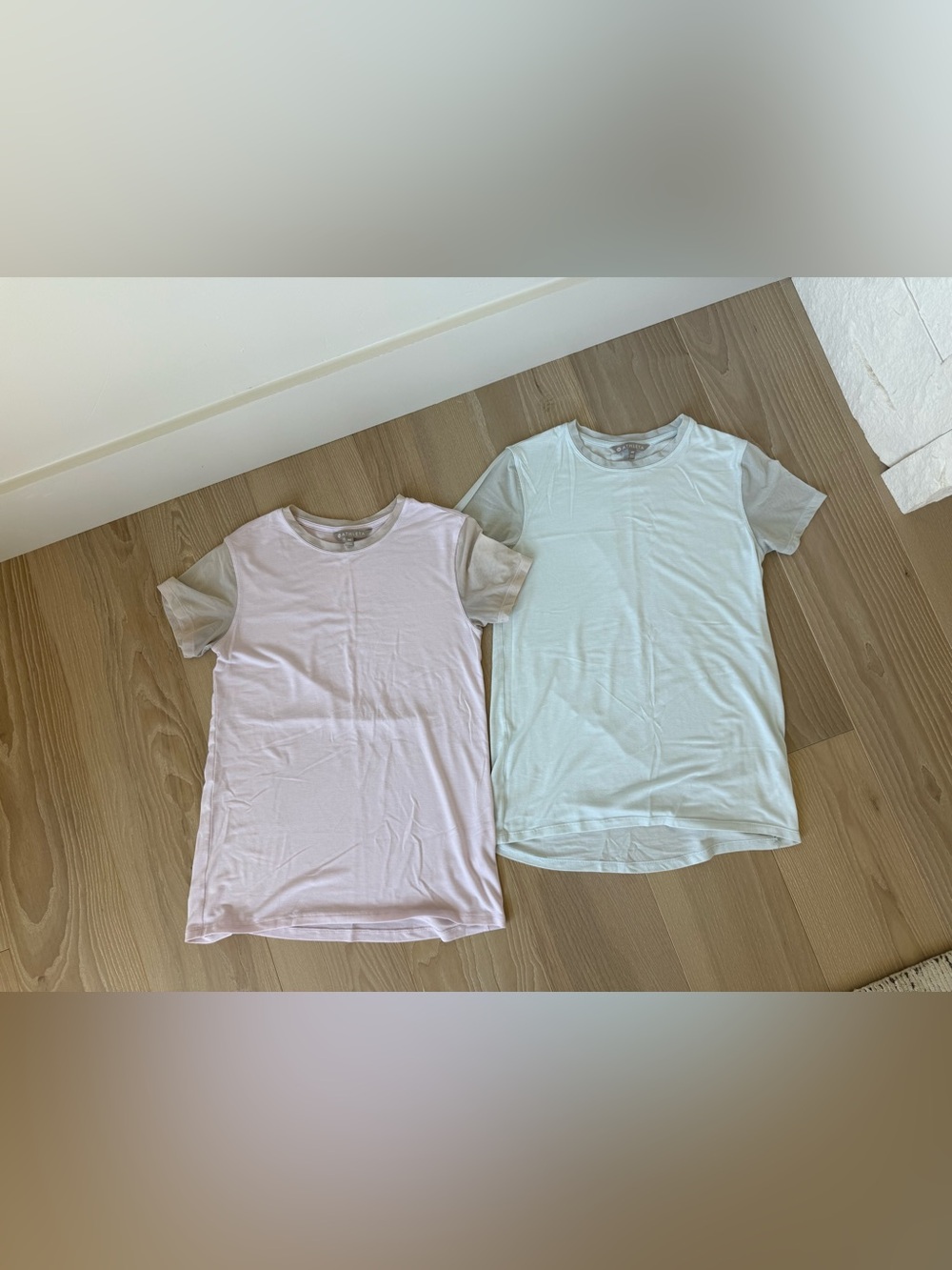Athleta Women's Short Sleeve Crew Tee Pair in Pale Pink and Mint